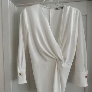 Zara faux wrap long-sleeve back zip draped tunic, XL